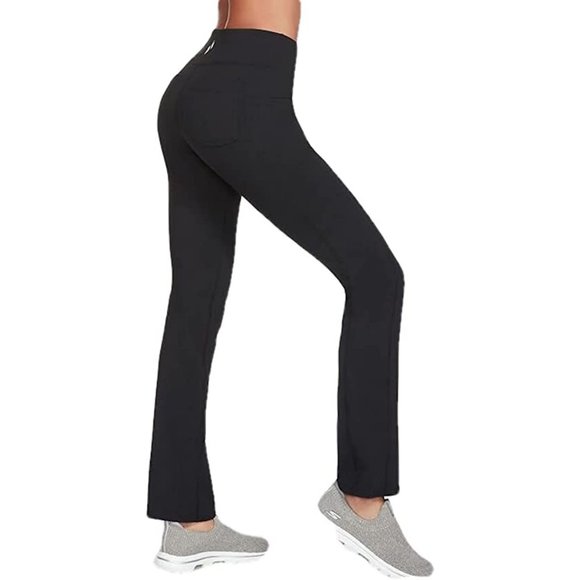 Skechers | Pants u0026 Jumpsuits | New Sketchers Gowalk Goflex 4 Pocket Black  Stretch Flare Leggings Pants Medium | Poshmark